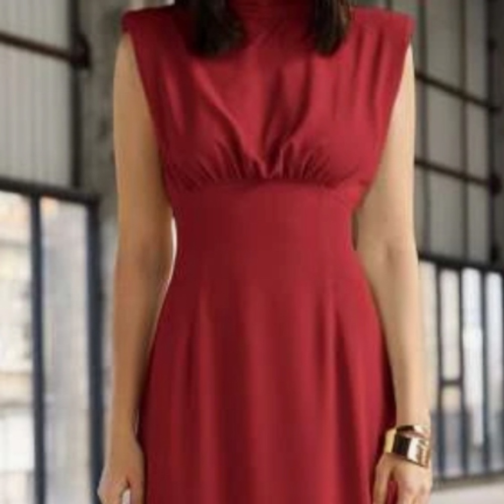 High Neck shoulder Pad dress
